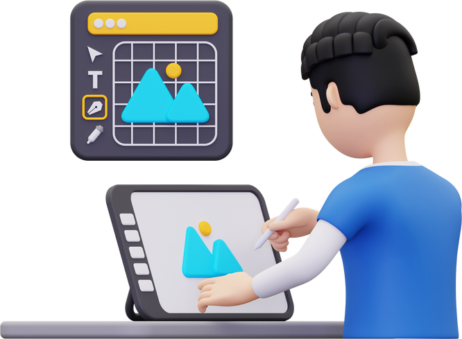 3d Professional graphic designer illustration