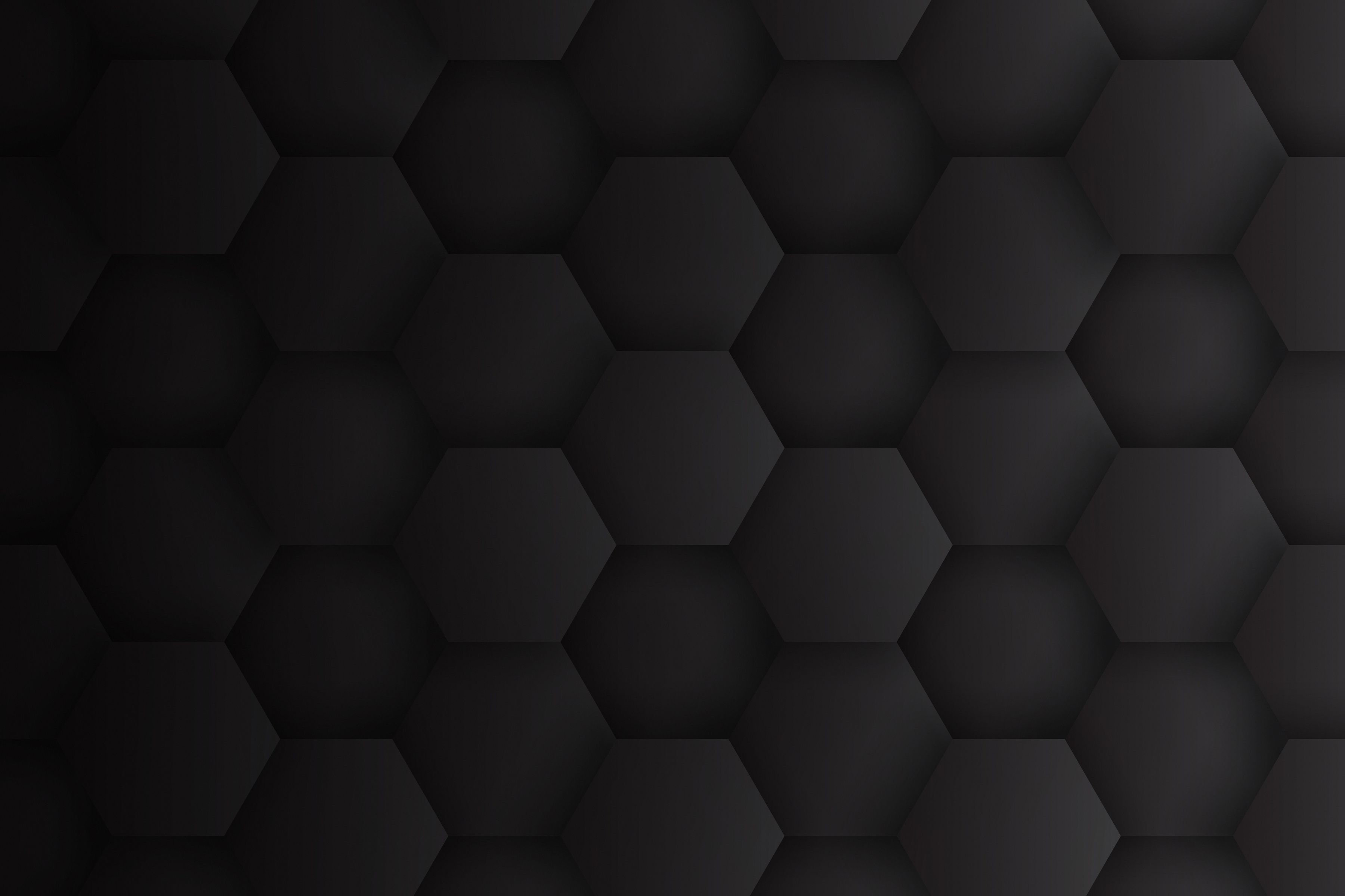 Dark Gray 3D Hexagons Minimalist Black Abstract Background